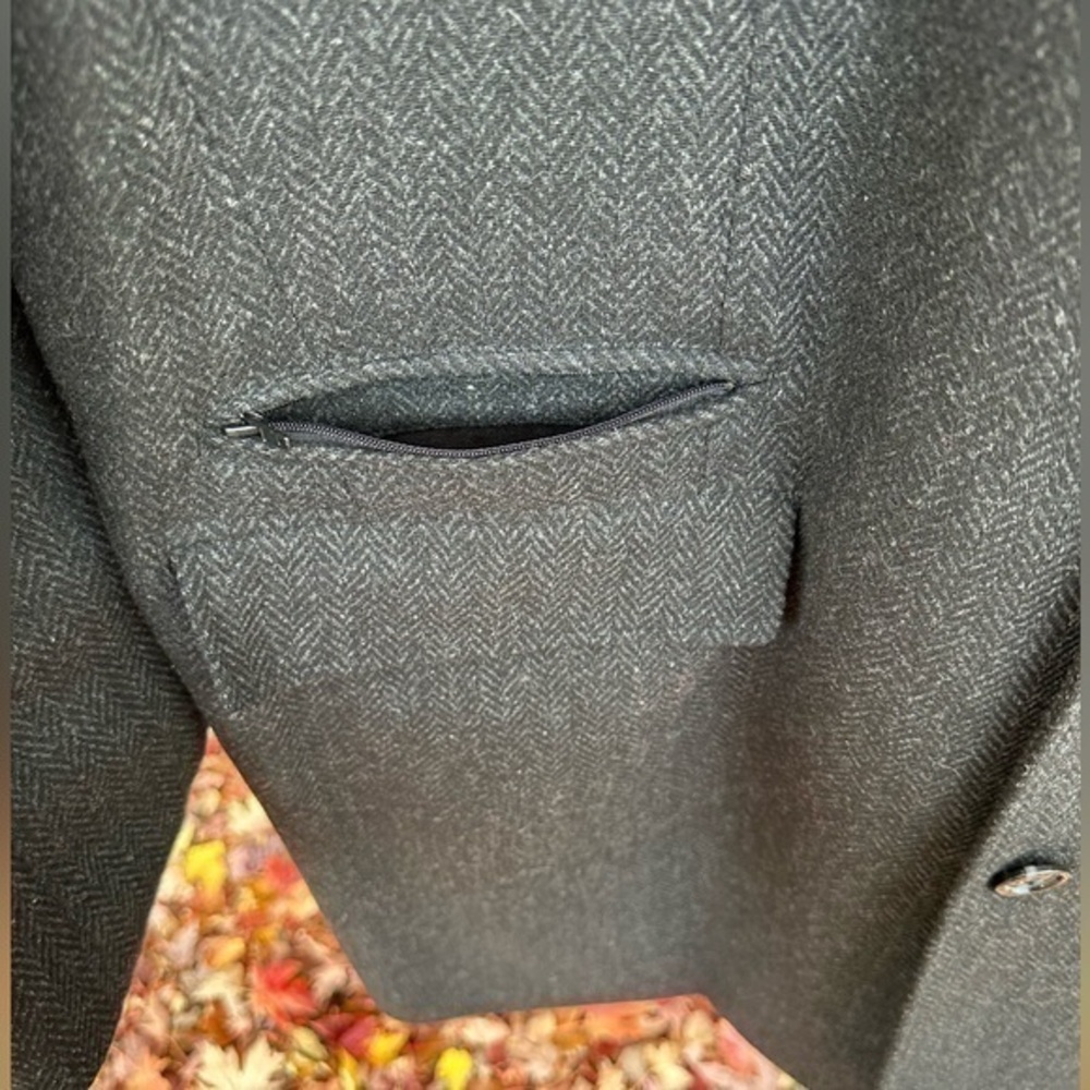 Joseph‎ Abboud Men’s Long Wool Peacoat Dress Coat (Charcoal Herringbone) (NWOT) - Picture 6 of 11